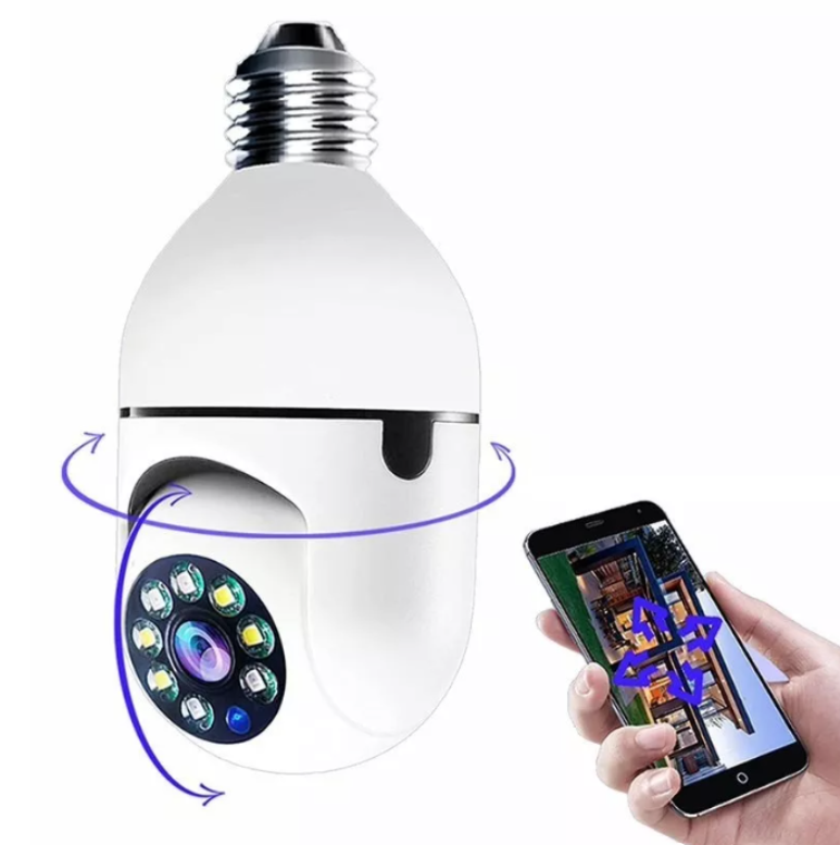 Cámara Bombillo Inteligente 360° WiFi con Audio – Visión Nocturna y Alarma