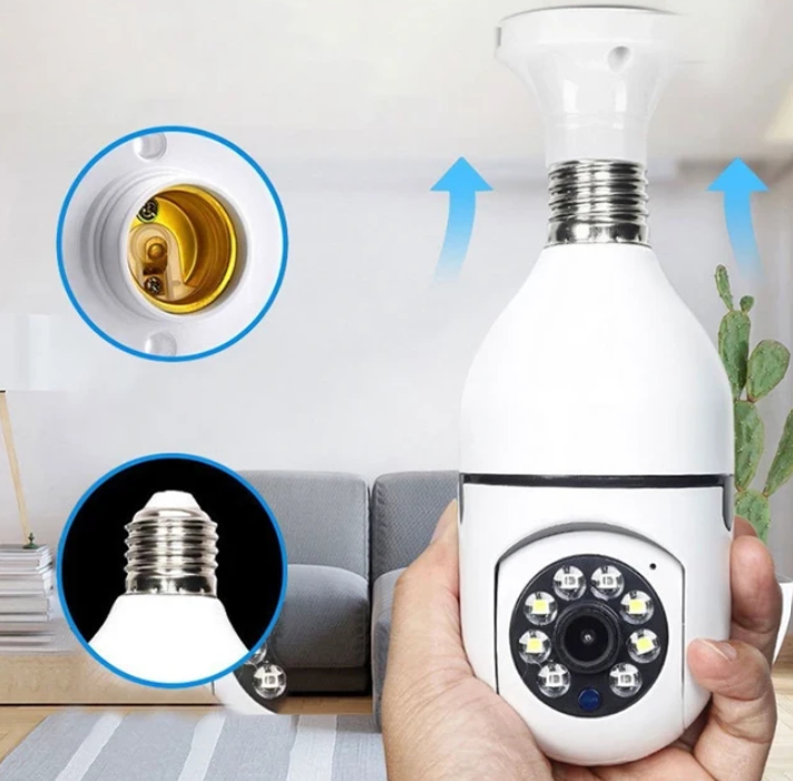 Cámara Bombillo Inteligente 360° WiFi con Audio – Visión Nocturna y Alarma