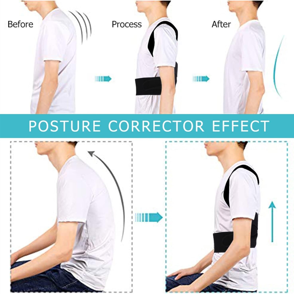 Corrector De Postura Espalda Unisex Con Soporte Reforzado