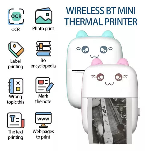 Mini Impresora Portátil Bluetooth – Con 2 Rollos de Papel Gratis