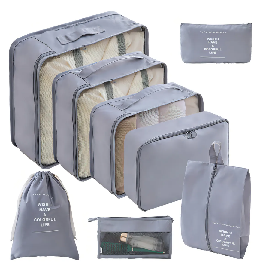 Kit Viajero x8 – Organizadores de Maleta Impermeables