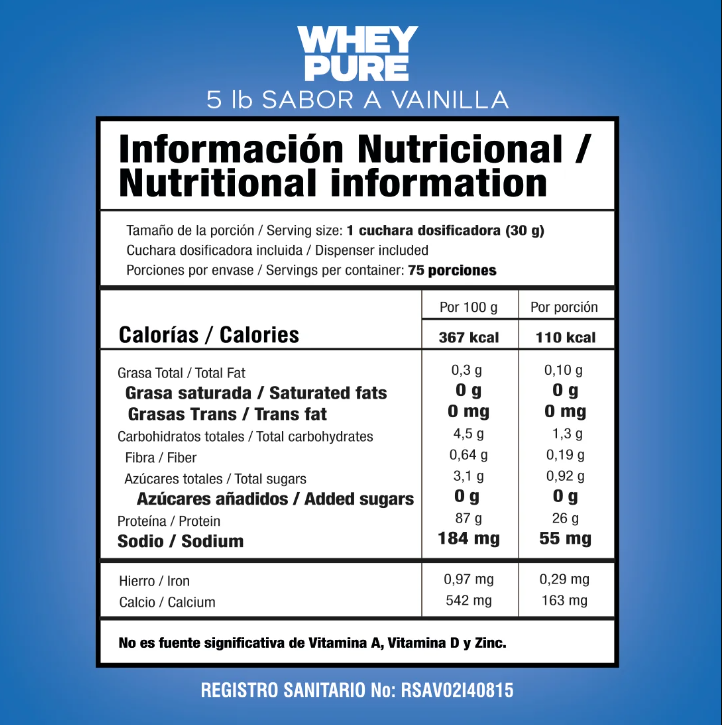 Whey Pure 5 Lbs – Proteína Aislada de Alta Pureza