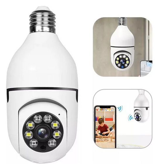Cámara Bombillo Inteligente 360° WiFi con Audio – Visión Nocturna y Alarma